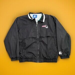 Vintage Starter Enjoy Coca Cola NFL Jacket Sz XL Black Super Bowl Football